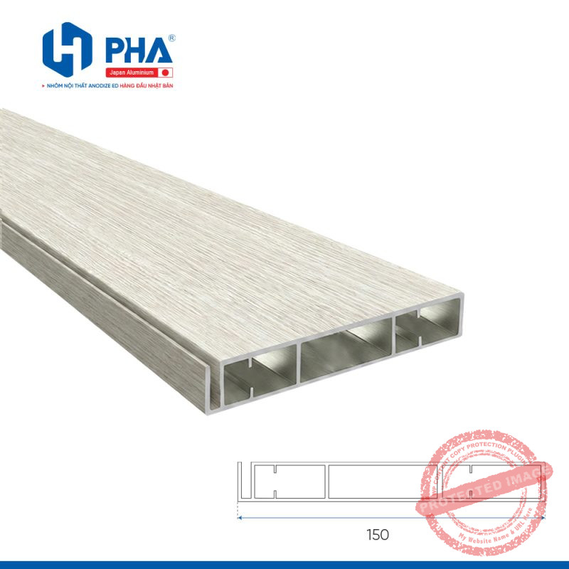 thanh nhôm làm ngăn kéo tủ 150 màu vân gỗ ý