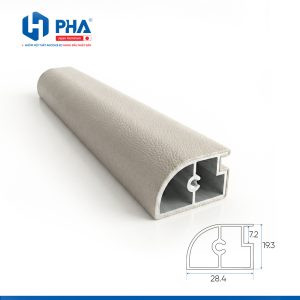 thanh nhôm cánh kính bọc da bản nhỏ - màu xám