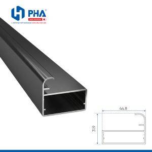 Thanh cánh tay nắm Cong liền khối có khe kính 5mm màu đen