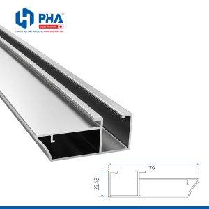 Thanh cánh tay nắm liền khối bản lớn có khe kính 5mm màu bạc