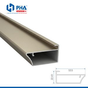 Thanh cánh trơn bản lớn có khe kính 5mm mau champagne PHA-048