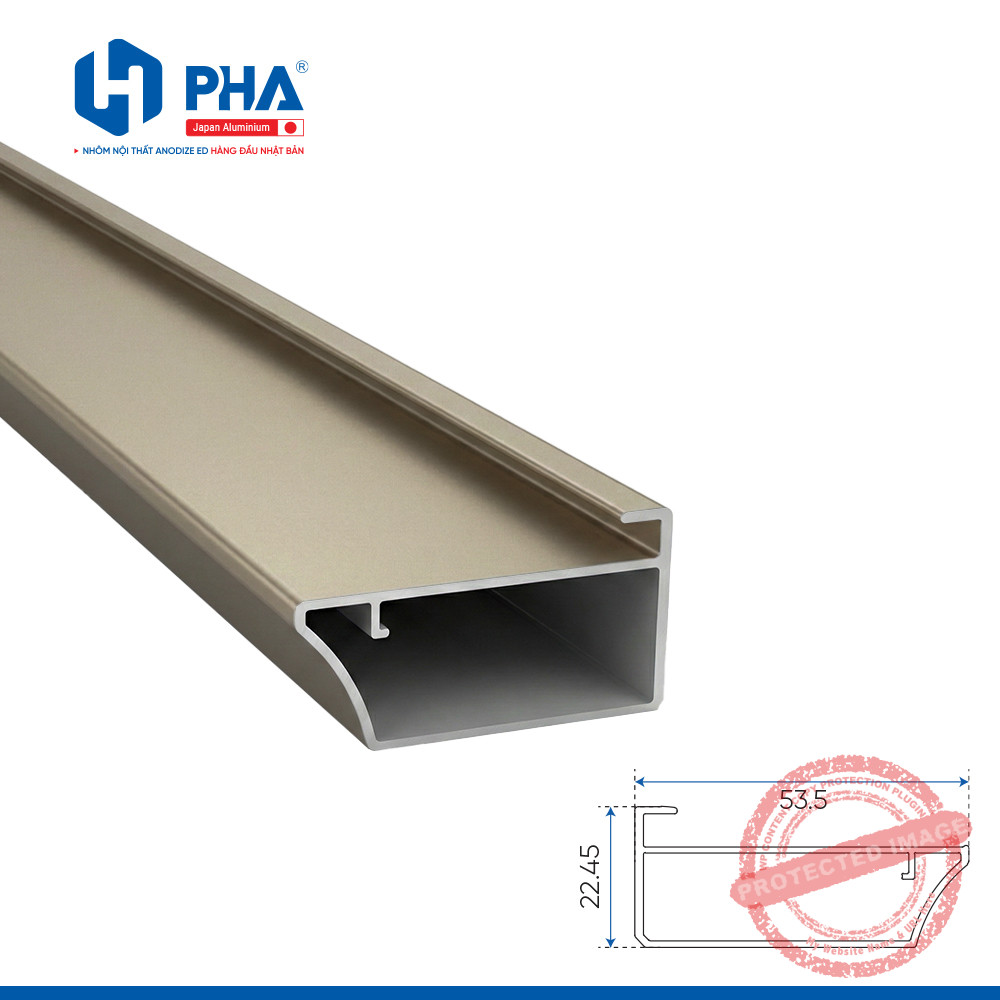 Thanh cánh trơn bản lớn có khe kính 5mm mau champagne PHA-048 Thanh cánh trơn bản lớn có khe kính 5mm mau champagne PHA-048