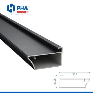 Thanh cánh trơn bản lớn có khe kính 5mm mau den PHA-048