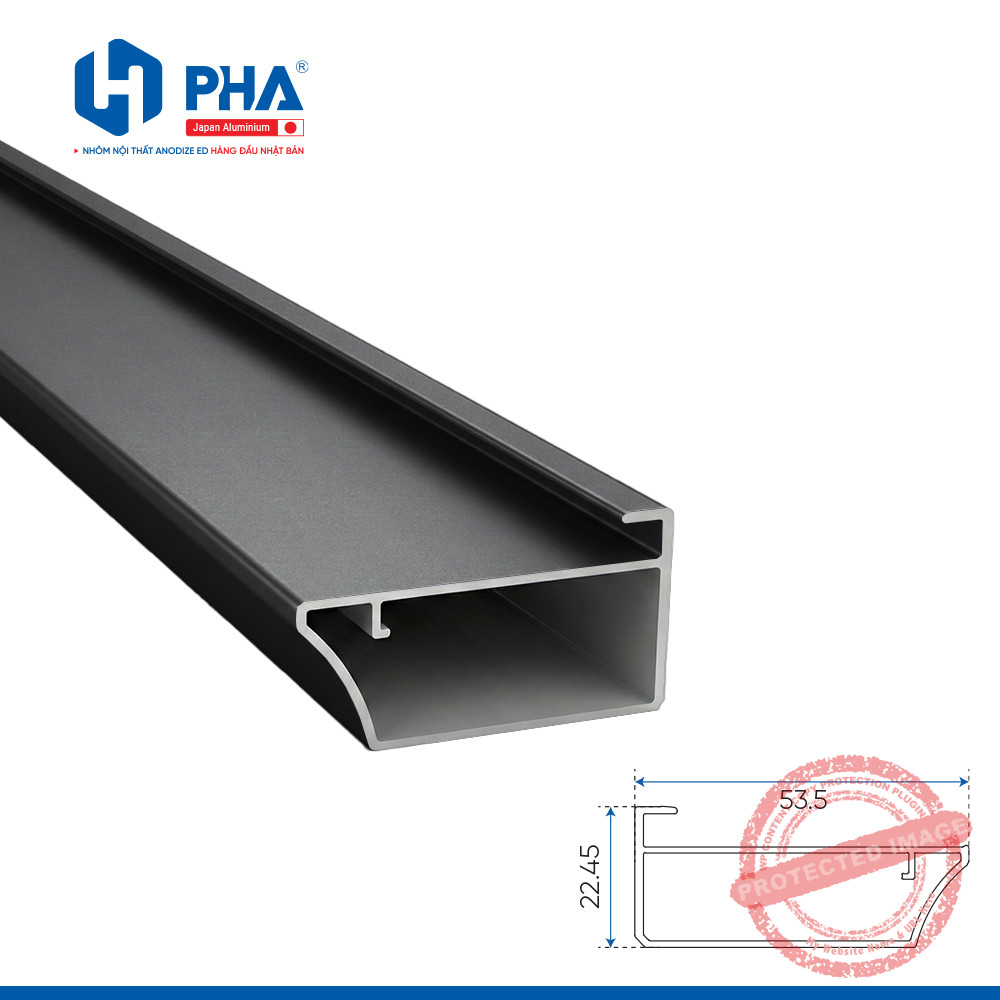 Thanh cánh trơn bản lớn có khe kính 5mm mau den PHA-048 Thanh cánh trơn bản lớn có khe kính 5mm mau den PHA-048
