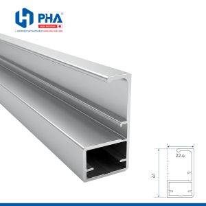 Thanh tay nắm liền khối CNC bản nhỏ có khe kính 5mm - Anodize ED mau bac
