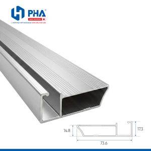 Thanh tay nắm liền khối bản lớn tràn viền Anodize ED màu bạc PHA 080