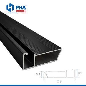 Thanh tay nắm liền khối bản lớn tràn viền Anodize ED màu đen PHA 080