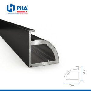 Thanh cánh trơn dạng bầu có khe kính 5mm - màu đen - PHA-059