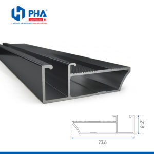 Thanh tay nắm liền khối bản lớn có khe kính 5mm - màu đen - PHA-079